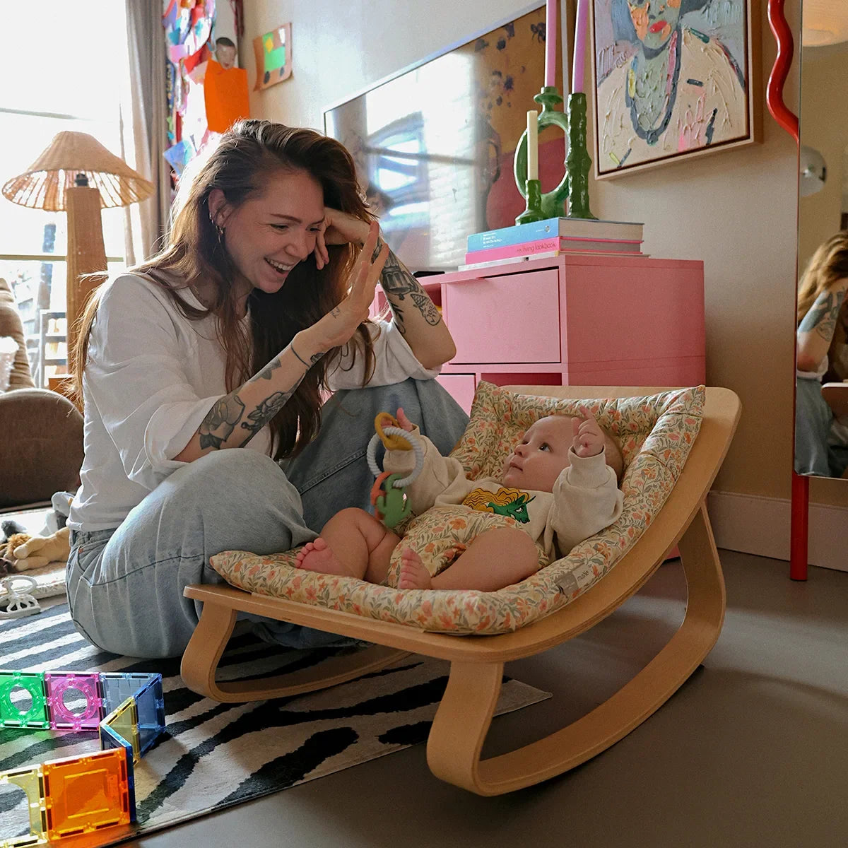 Transat bébé évolutif en bois – Fauteuil à bascule de 0 à 5 ans