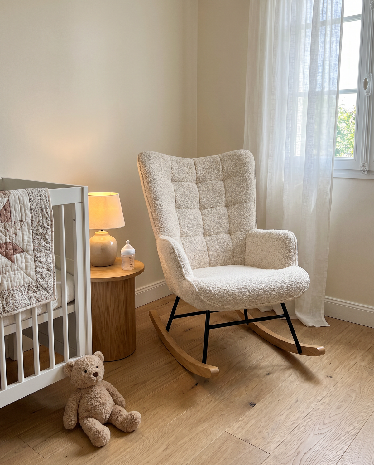 Fauteuil d'allaitement Plume dans une chambre de bébé Image