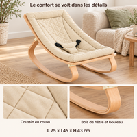 Transat à bascule évolutif en hêtre : dimensions