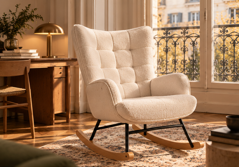Fauteuil d'allaitement Plume – Bouclette capitonnée