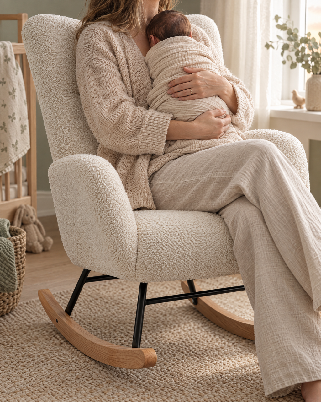 Fauteuil d'allaitement Neva – Bouclette blanche