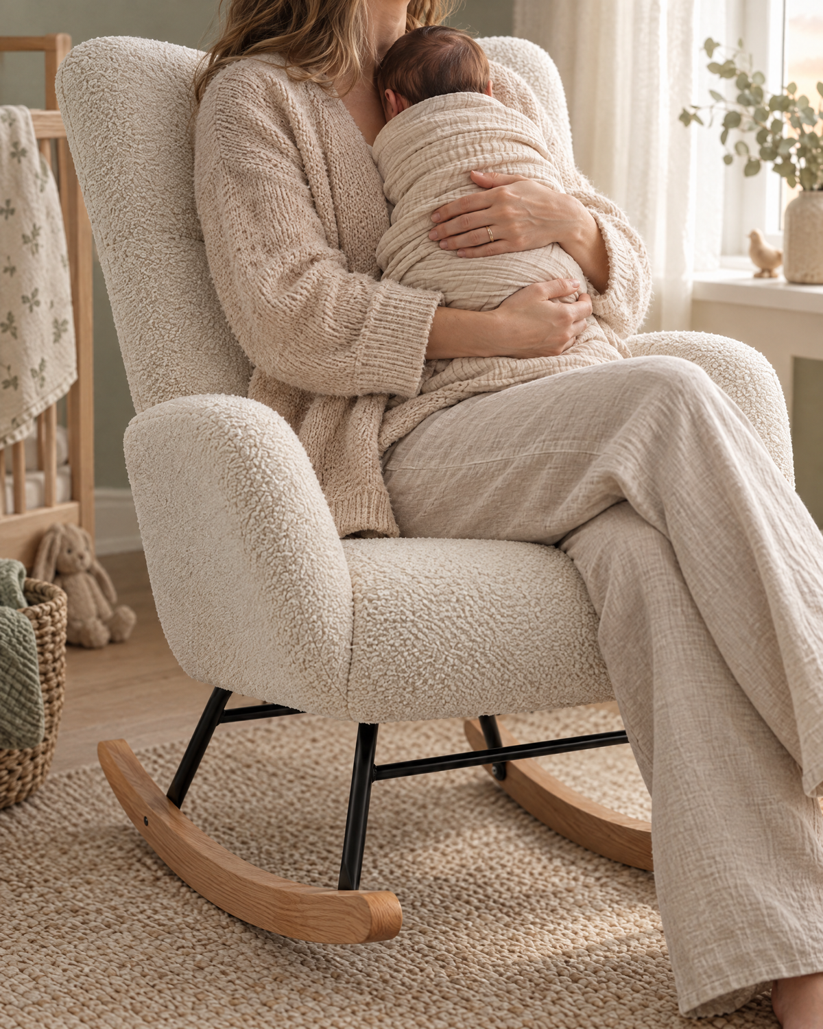 Fauteuil d'allaitement Neva – Bouclette blanche