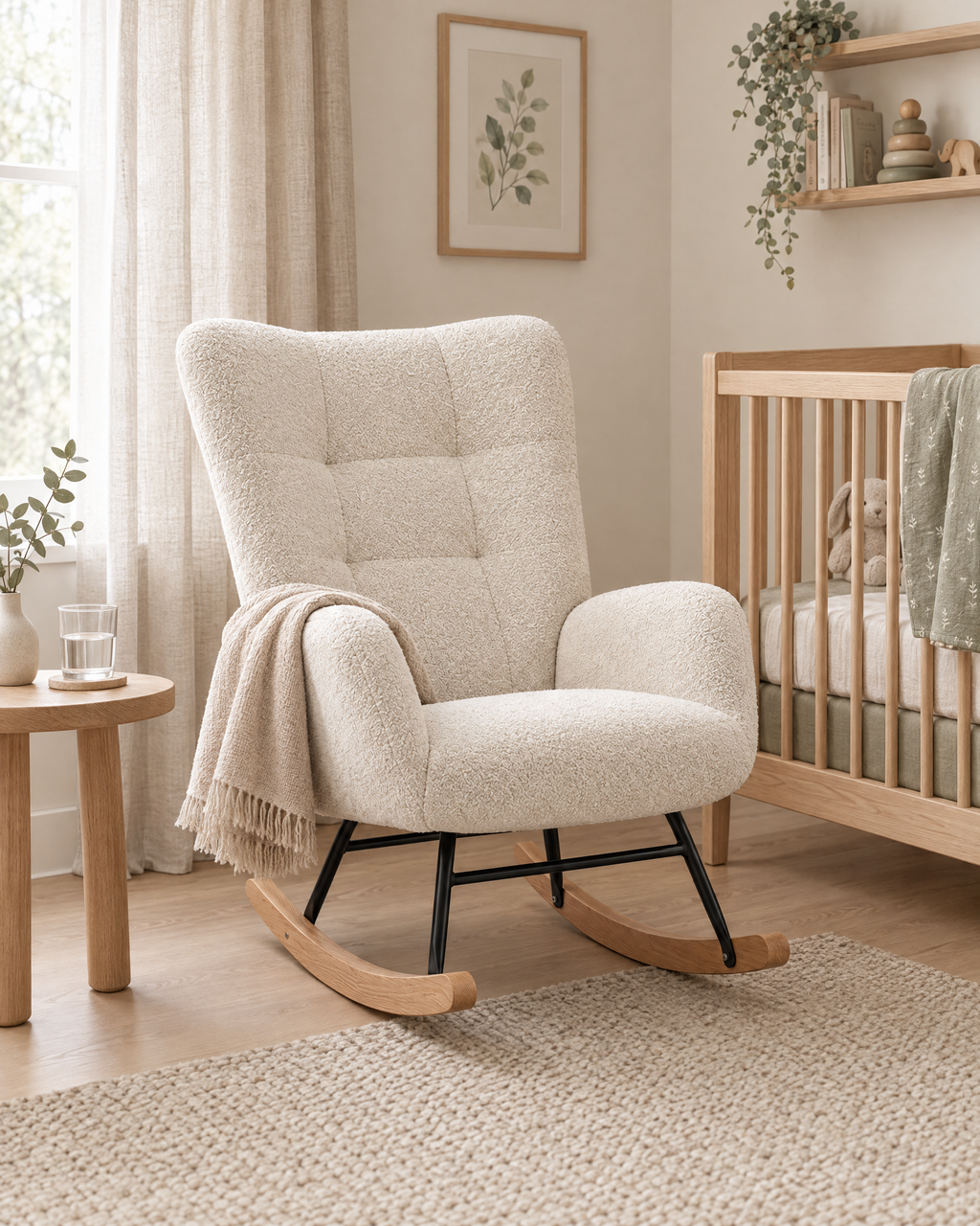 Fauteuil d'allaitement Neva – Bouclette blanche