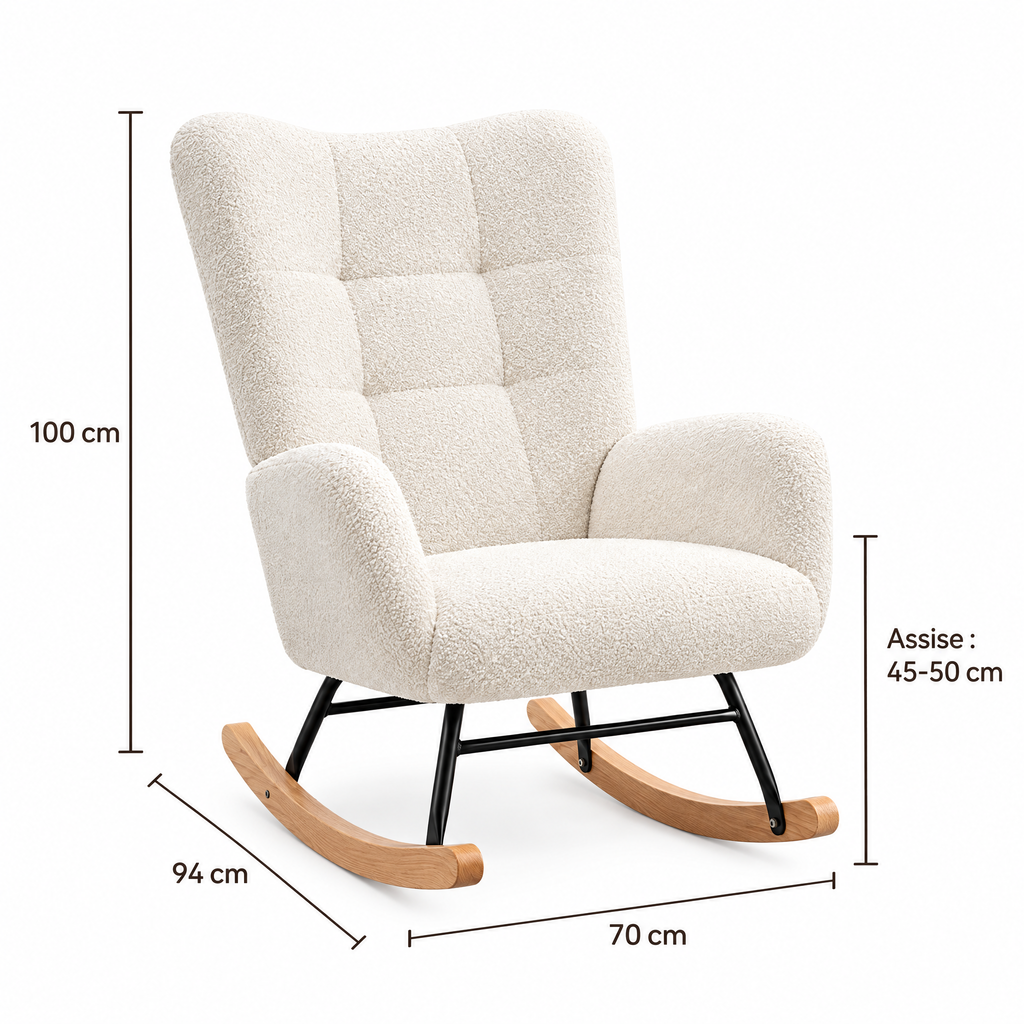 Fauteuil d'allaitement Neva – Bouclette blanche