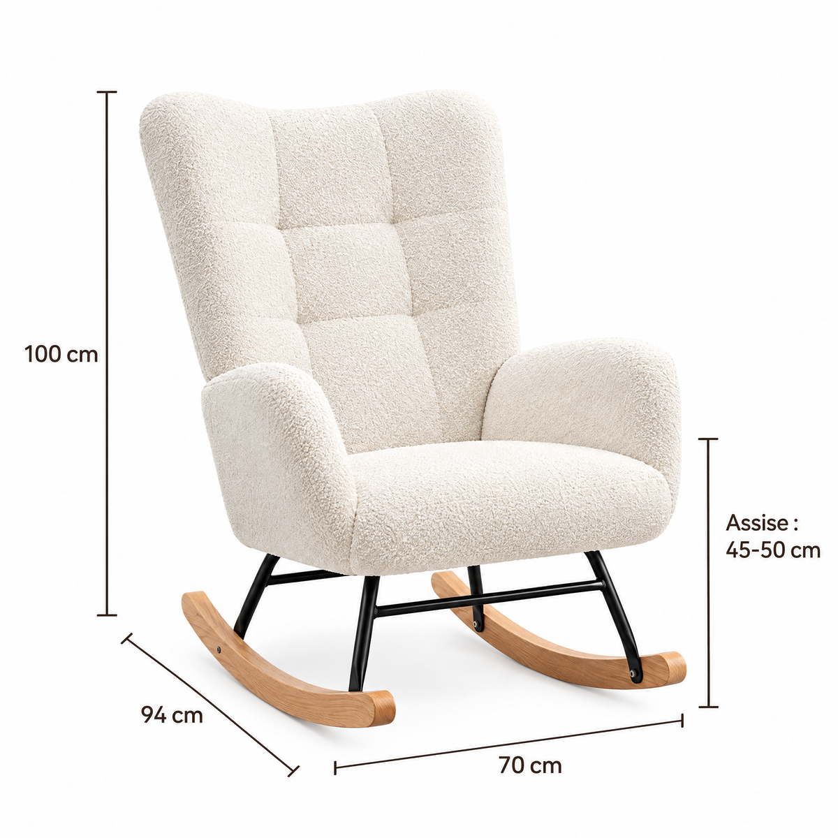 Fauteuil d'allaitement Neva – Bouclette blanche
