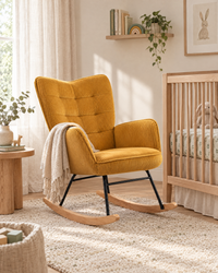 Fauteuil d'allaitement Orma – Velours côtelé moutarde