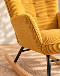 Fauteuil d'allaitement Orma – Velours côtelé moutarde