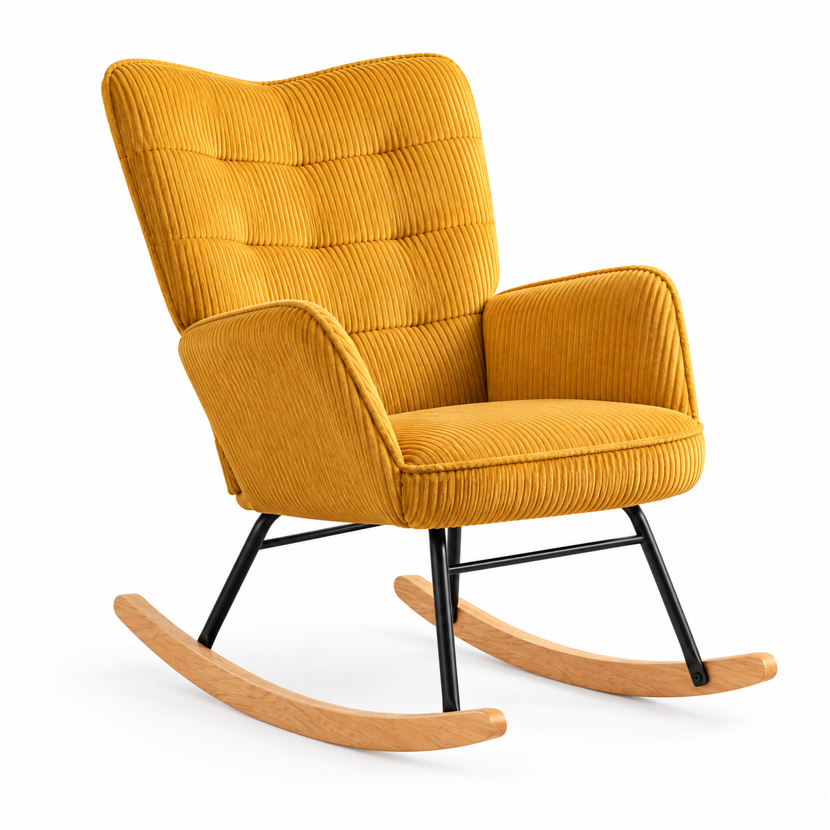 Fauteuil d'allaitement Orma – Velours côtelé moutarde