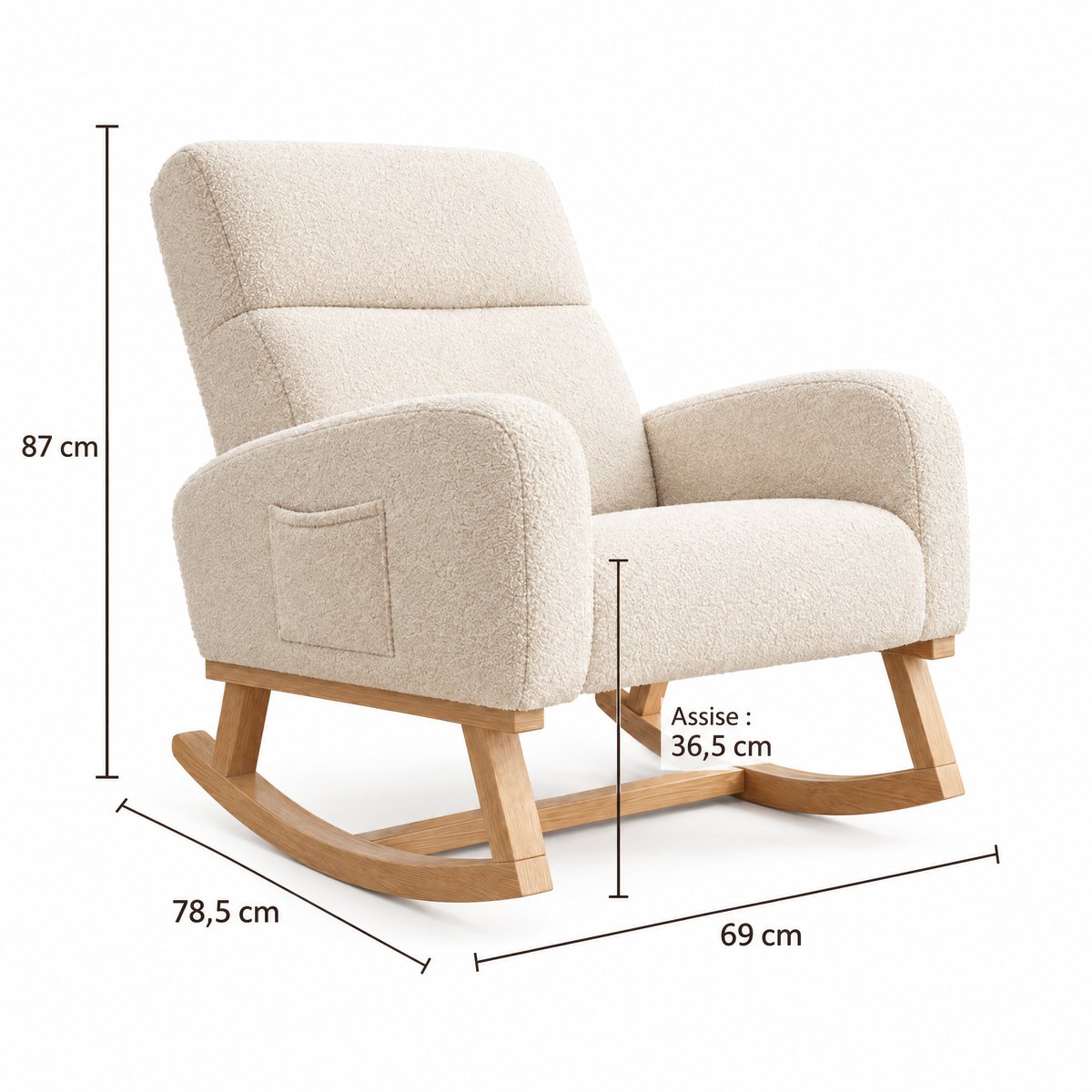 Fauteuil à bascule Numa – Bouclette à poches