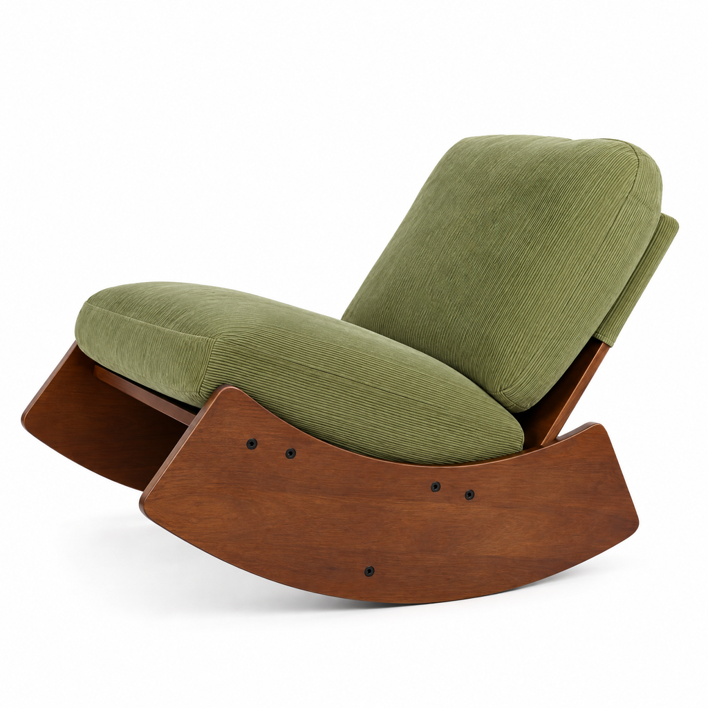 Fauteuil à bascule bas Olia – Velours côtelé