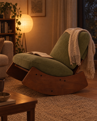 Fauteuil à bascule bas Olia – Velours côtelé