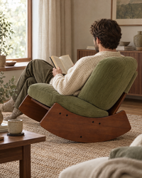 Fauteuil à bascule bas Olia – Velours côtelé