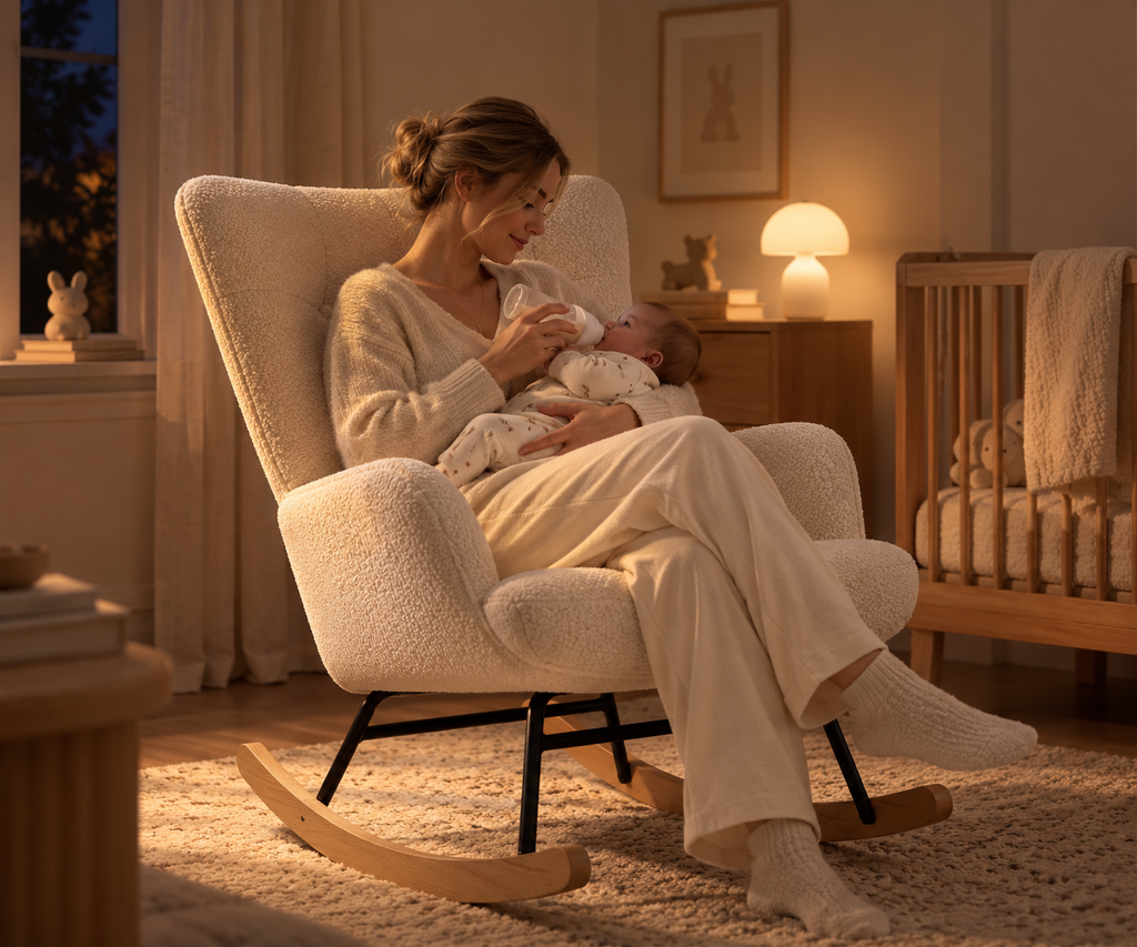 Fauteuil d'allaitement Neva – Bouclette blanche